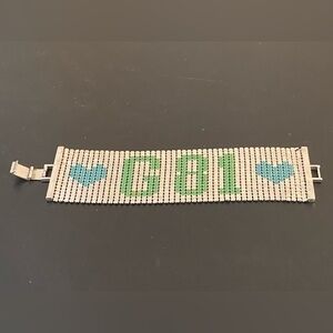 Guess “G81” bracelet. 6” silver green and blue.